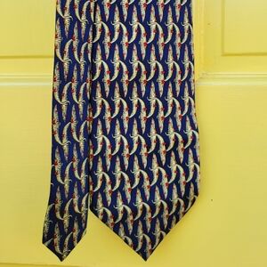 Vintage Sinsabang Pure Silk Novelty Fish Print Necktie | Made in Korea